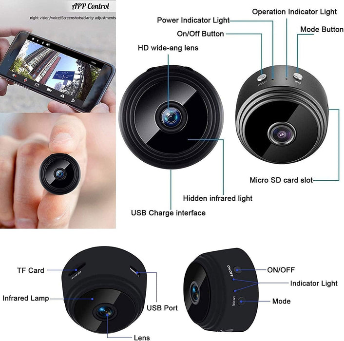 Mini WiFi Hidden Cameras,Wireless Spy Cameras with Video Live Feed, HD 1080P