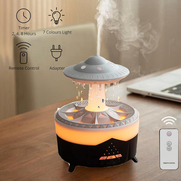 3 in 1 Rain Cloud Humidifier Oil Diffuser Water drip 350ml Night Light