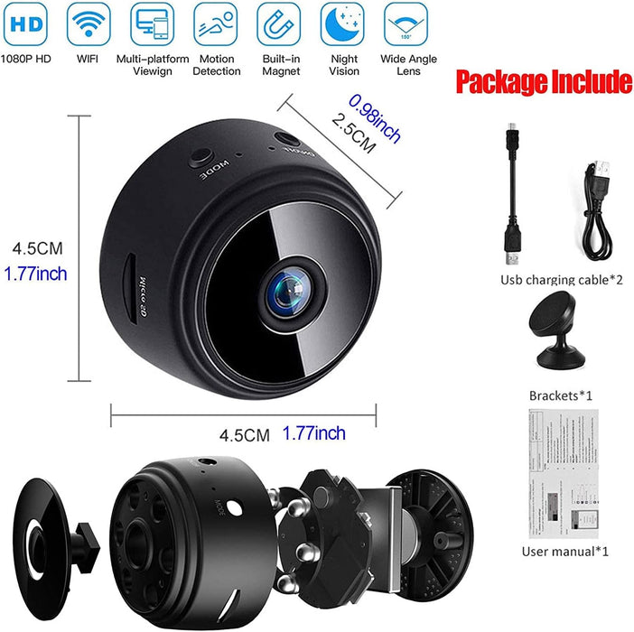 Mini WiFi Hidden Cameras,Wireless Spy Cameras with Video Live Feed, HD 1080P