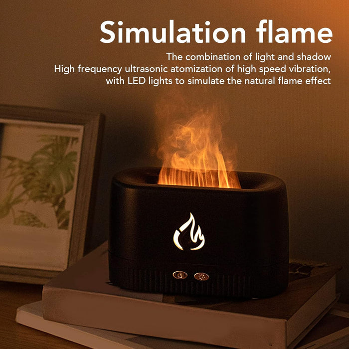 Flame Diffuser Humidifier, 200ml Air Aromatherapy Essential Oil Diffuser with Fire Flame Effect