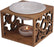 Ceramic Essential Oil Diffuser, Hollowing Floral Tea Light Holder with Natural Bamboo Wood Base